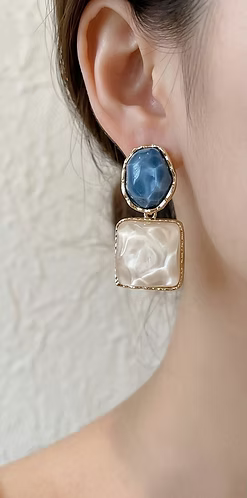 Aqua Geometric Earrings