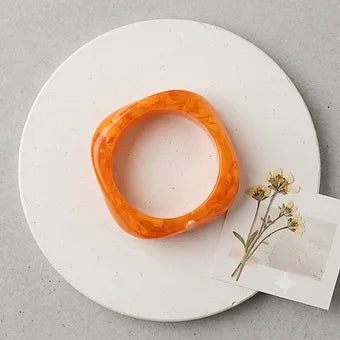 Orange Block Resin Bangle