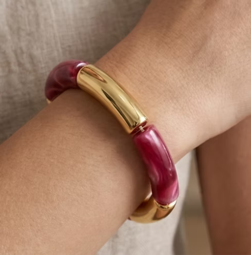 Thick Cherry Gold Acrylic Bangle