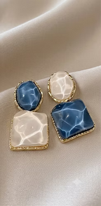 Aqua Geometric Earrings