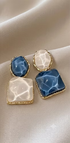 Aqua Geometric Earrings