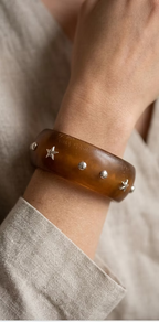 Statement Wooden Bangle - Coffee