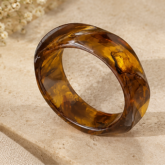 Vintage Block Resin Bangle-Coffee
