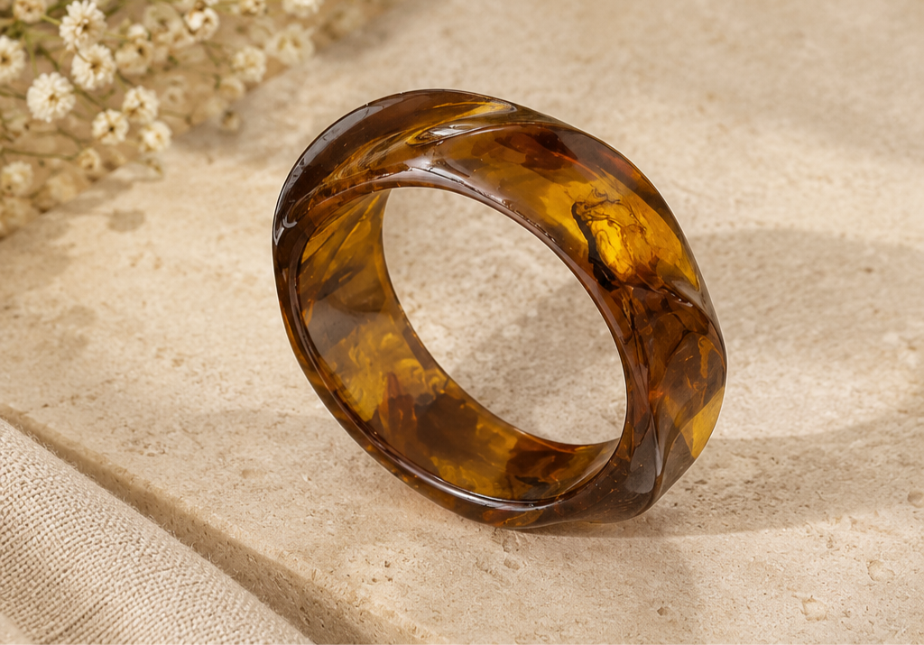 Vintage Block Resin Bangle-Coffee