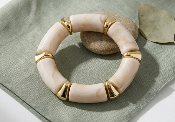 Bohemian Retro Acrylic Bracelet- Beige