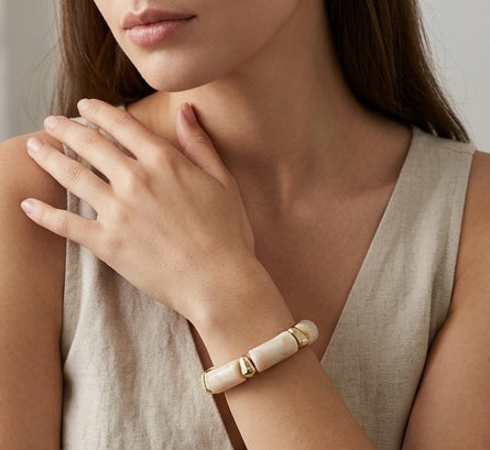 Bohemian Retro Acrylic Bracelet- Beige